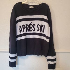 Show Me Your Mumu Sullivan Sweater Black Apres Ski Spell Out Womens Size L Large